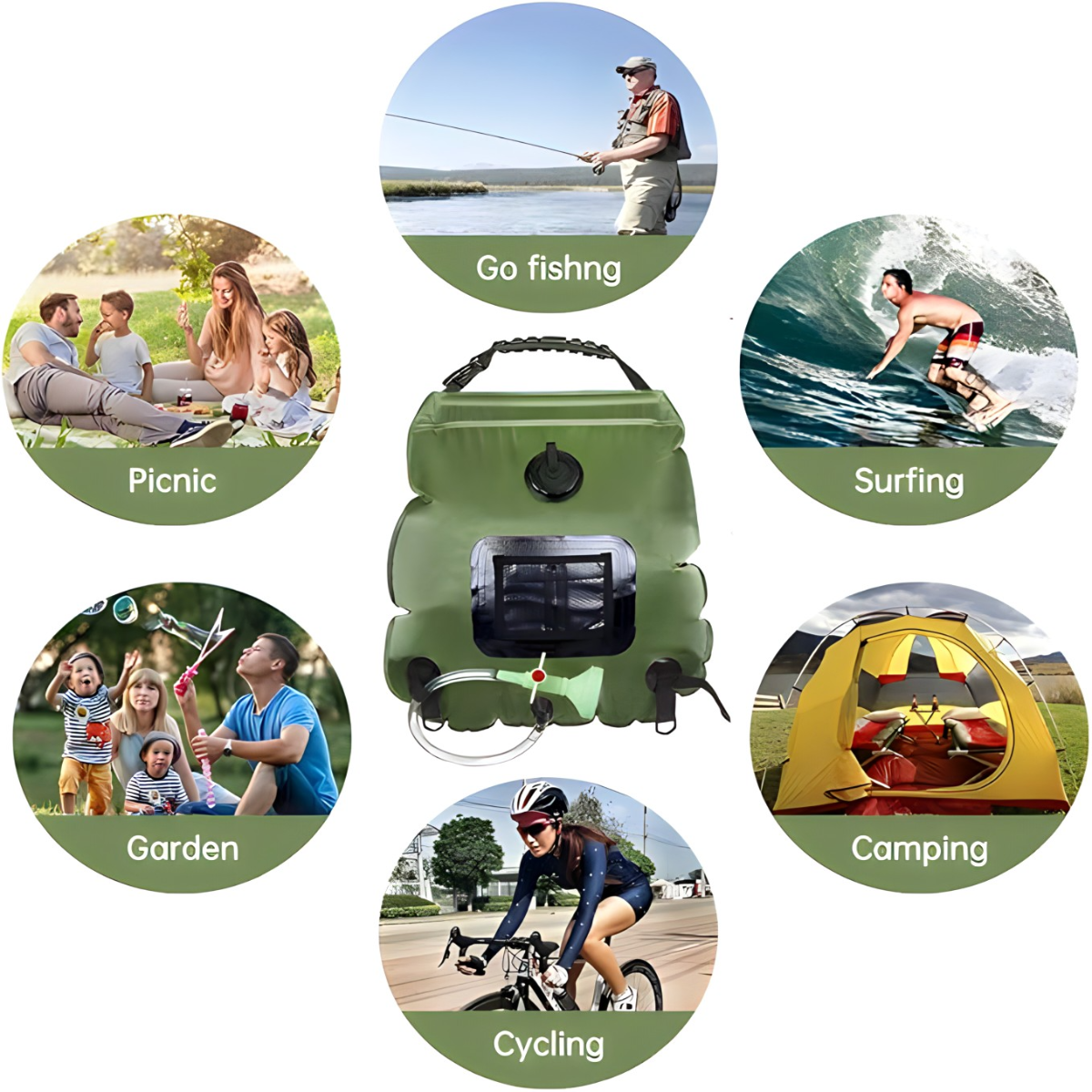 Solarni tuš za kampovanje 20L