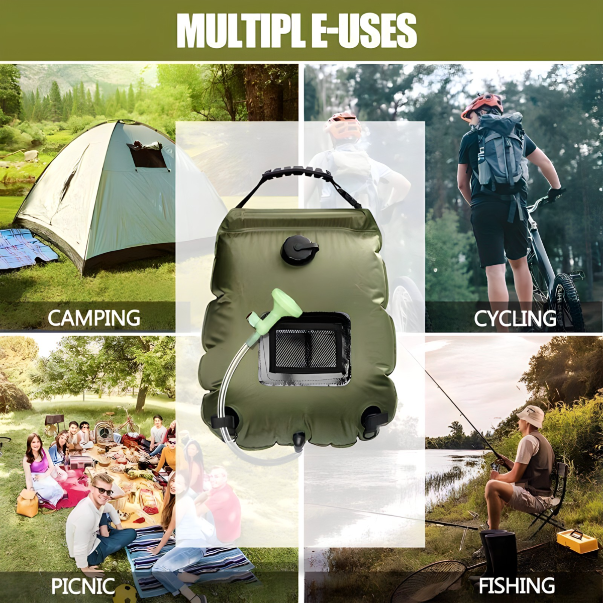 Solarni tuš za kampovanje 20L